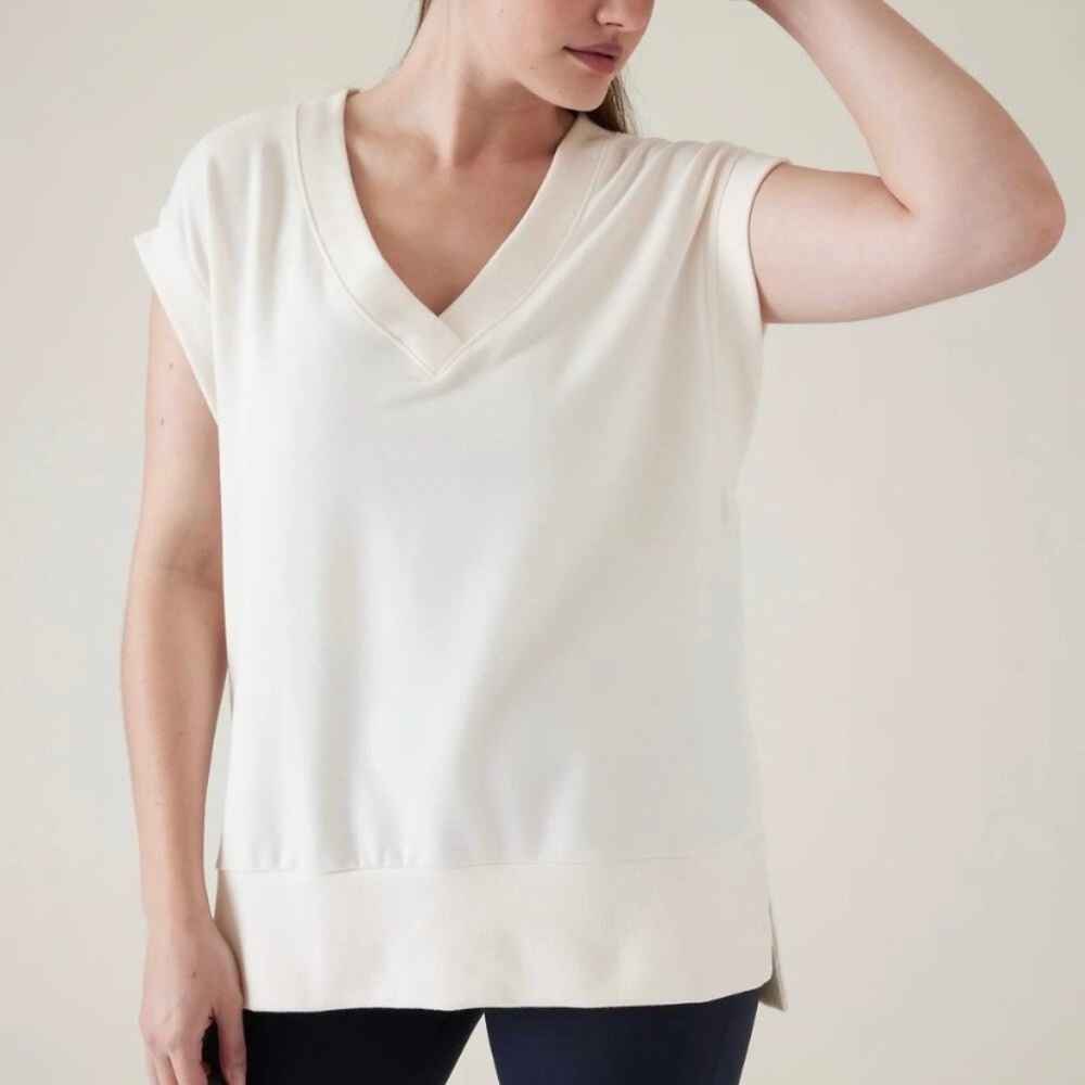 Athleta Retroterry V-Neck Sweater Vest | Medium | White